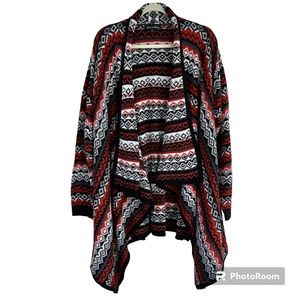 ALISON ANDREWS Black Rust Open Cardigan Sweater 2X